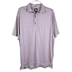FootJoy FJ Polo Shirt Men's M Pink Dolphin Print Golf Stretch Short Sleeve
